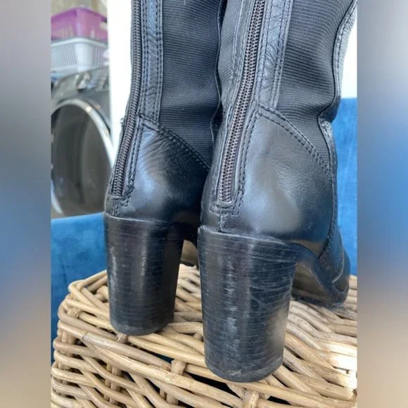 TORY BURCH Sullivan Knee High Black Leather Boots | Size 7 M | - Picture 7 of 15